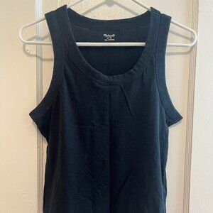 Madewell Cotton Scoopneck Tank Top, Black, Size Medium